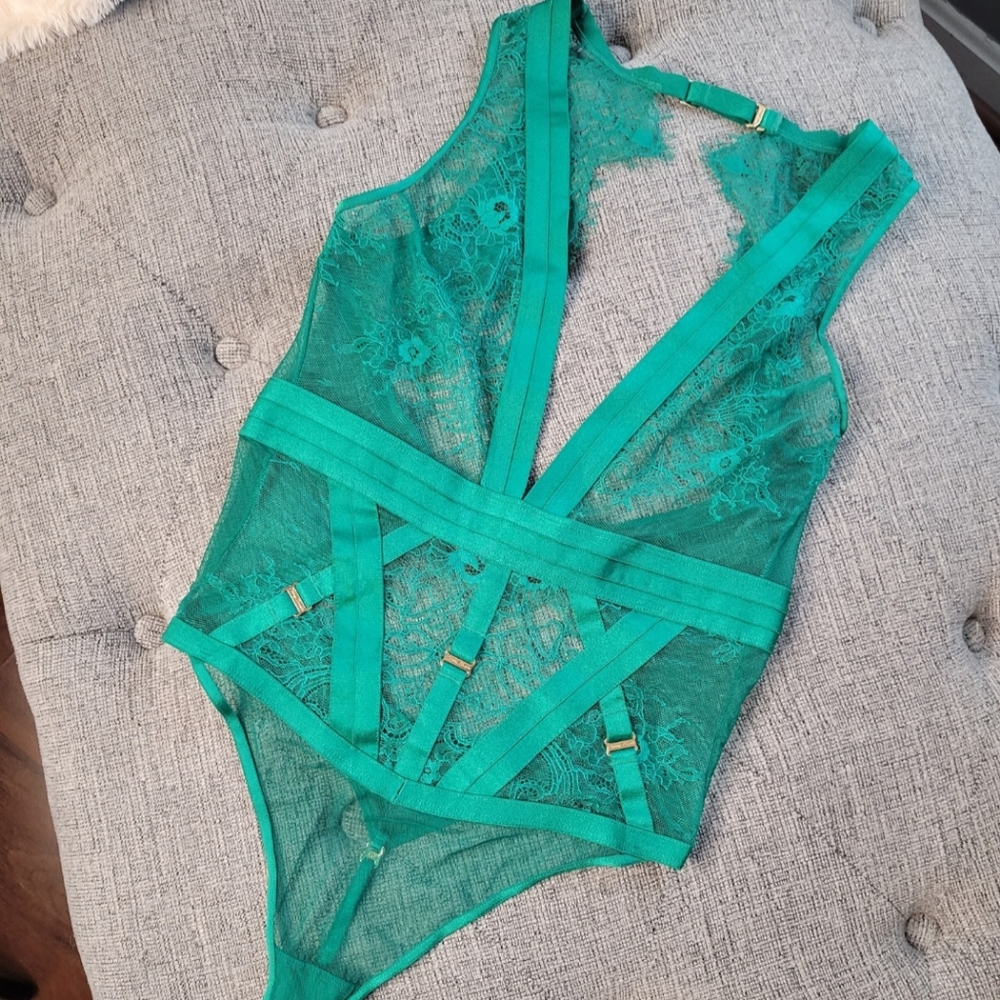 Honey Birdette Belinda Emerald Bodysuit Size Small